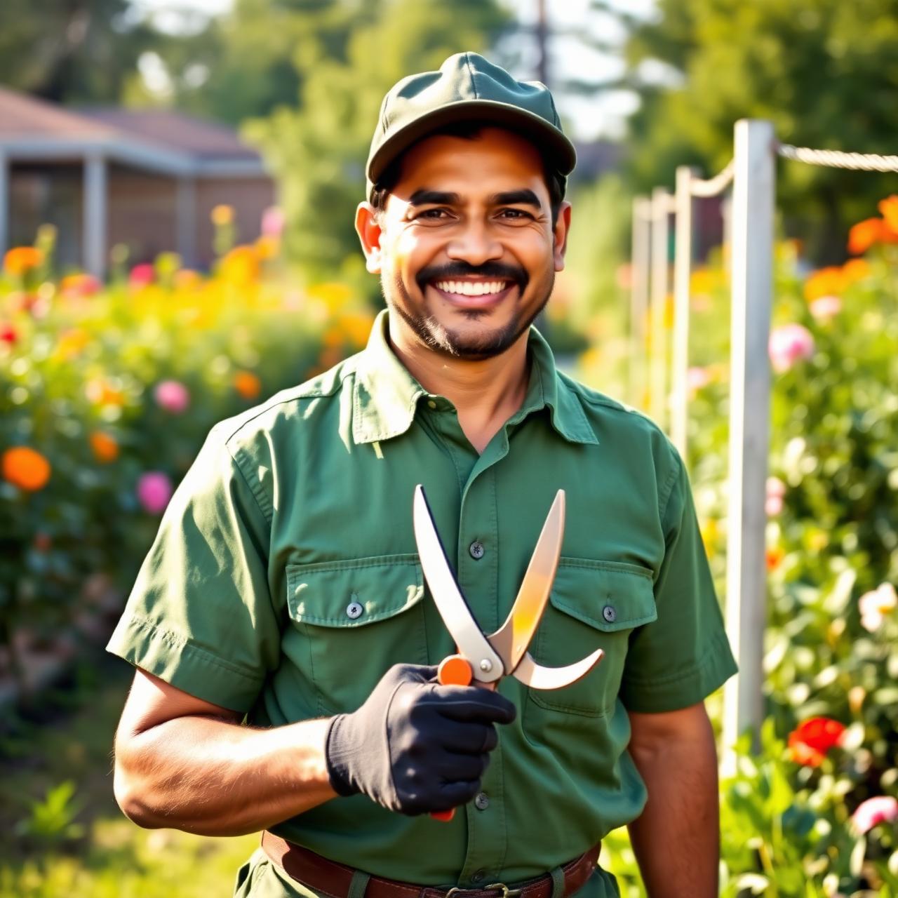 Smiling professional gardener